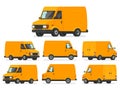 Yellow van set. Truck for transportation of goods. Vehicle for d Royalty Free Stock Photo