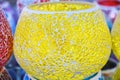 Yellow vase of pieces of glass in the Arabic style Royalty Free Stock Photo