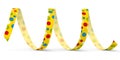 Yellow Vector Paper Streamer with Colored Dots - Blow Out
