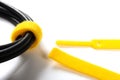 yellow velcro cable tie Royalty Free Stock Photo