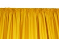 Yellow velvet draping curtains isolated on white background Royalty Free Stock Photo