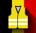 Yellow vests, as a symbol of protests in Belgium and France against rising fuel prices. Yellow jacket revolution. Vector Royalty Free Stock Photo