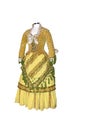 Yellow Victorian Dress Isolated