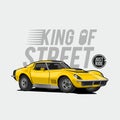 Yellow vintage car, custom garage , american classic Royalty Free Stock Photo