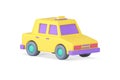 Yellow vintage car urban taxi with signboard sedan automobile isometric 3d icon realistic vector
