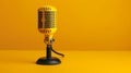 The Yellow Vintage Microphone.AI generated image Royalty Free Stock Photo