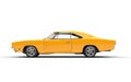 Yellow vintage muscle car - side view