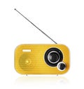 Yellow vintage portable radio isolated on a white background Royalty Free Stock Photo