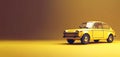 Yellow vintage retro car, nostalgic transport. AI generated. Royalty Free Stock Photo
