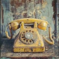 a yellow Vintage Telephone picture Royalty Free Stock Photo