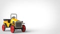 Yellow vintage toy car with red wheels - restored Royalty Free Stock Photo