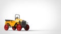 Yellow vintage toy car with red wheels Royalty Free Stock Photo