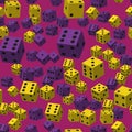 Yellow and Violet Dice Seamless Pattern Royalty Free Stock Photo