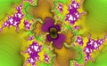 Yellow violet fractal shapes abstract design, lines in motion Royalty Free Stock Photo
