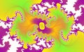 Yellow violet pink fractal shapes abstract design, lines in motion Royalty Free Stock Photo