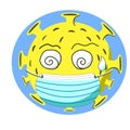 Virus getting Dizzy and confused when wearing a mask for Covid-19 protection concept