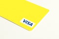 Yellow VISA credit card isolated on white background