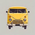 Illustration of a vintage yellow van on white infinite background. Royalty Free Stock Photo