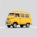 Illustration of a vintage yellow van on white infinite background. Royalty Free Stock Photo