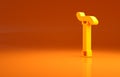 Yellow Walking stick cane icon isolated on orange background. Minimalism concept. 3d illustration 3D render