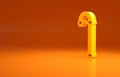 Yellow Walking stick cane icon isolated on orange background. Minimalism concept. 3d illustration 3D render