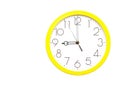 Yellow wall clock Royalty Free Stock Photo