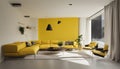 yellow wall modern interior style Royalty Free Stock Photo