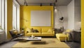 yellow wall modern interior style Royalty Free Stock Photo