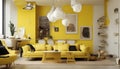 yellow wall modern interior style Royalty Free Stock Photo