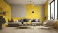 yellow wall modern interior style Royalty Free Stock Photo