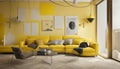 yellow wall modern interior style Royalty Free Stock Photo