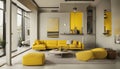 yellow wall modern interior style Royalty Free Stock Photo