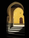 Yellow wall with traditional arc, Morocco, Meknes. Tomb of Moulay Ismail.