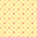 Yellow warm abstract polka dot fabric seamless pattern