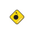 Yellow warning,Bomb icon,vector illustration. Flat design style.