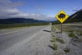 Yellow warning road sign