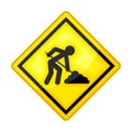 Yellow Warning Sign as Safety Equipment for Construction and Industrial Site Vector Illustration