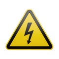 Yellow warning sign with black lightning bolt symbol danger high voltage electricity safety alert Royalty Free Stock Photo