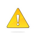 Yellow warning sign and exclamation mark inside. Triangular attention symbol, information signal about problem Royalty Free Stock Photo