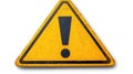 Yellow warning sign with exclamation point on white background Royalty Free Stock Photo