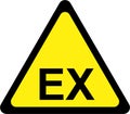 Yellow warning sign with explosive substances