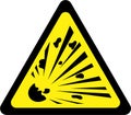 Yellow warning sign with explosive substances