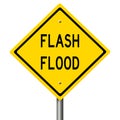 Yellow warning sign for FLASH FLOOD