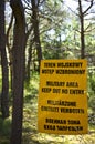 Military Area warning sign in Poland