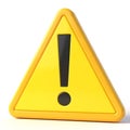 Yellow Warning Triangle Exclamation 3D render Royalty Free Stock Photo