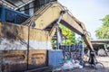 Yellow Waste trucks In the garbage yard Royalty Free Stock Photo