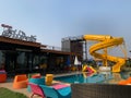 The yellow water slide in resort