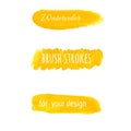 Yellow watercolor brush strokes set.