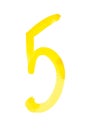 Yellow watercolor numbers