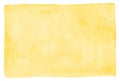 Yellow watercolor stains rectangle background, texture Royalty Free Stock Photo